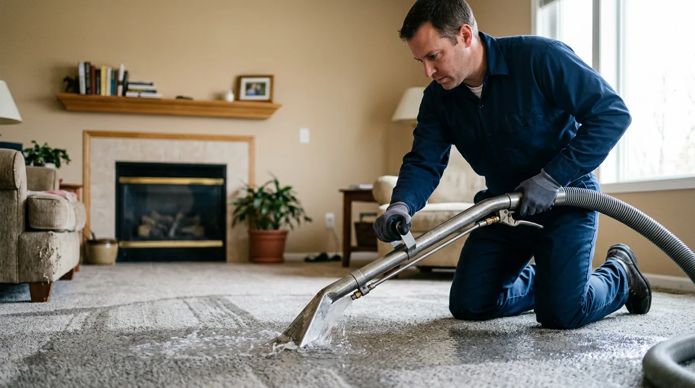 Water damage restoration technician working near Mountain View, WY